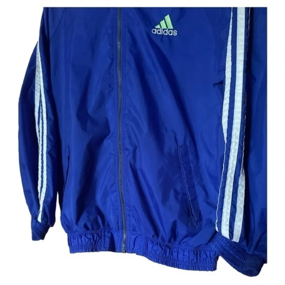 Adidas Men’s‎ Spell Out Windbreaker Jacket Three Stripe Vintage 90s Large Blue